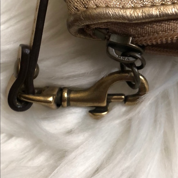 Coach Monogram Gold Metallic Wristlet - Picture 6 of 8